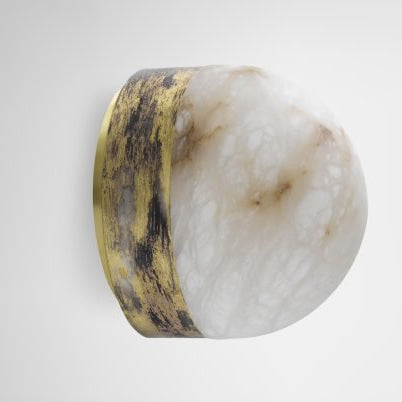 CTO Lighting Lucid 300 - Flush - DALI - A Wall Light silvered oxidised brass with honed alabaster - Araco Interiors