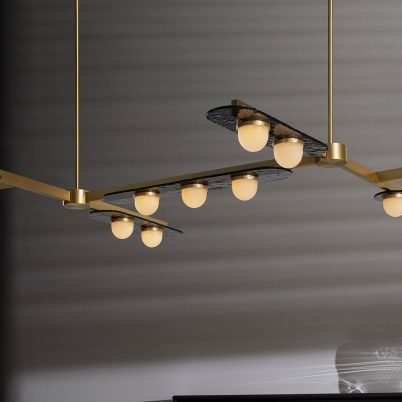 CTO Lighting Modulo - Grid 11 Chandelier bronze with smoked kiln glass and matt opal glass - Araco Interiors