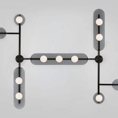 CTO Lighting Modulo - Grid 11 - DALI - A Chandelier bronze with smoked kiln glass and matt glass - Araco Interiors