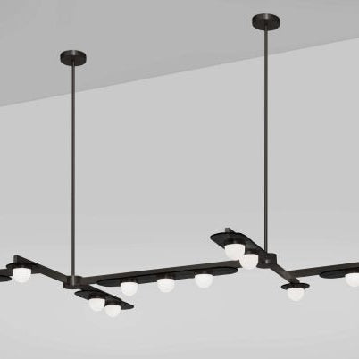 CTO Lighting Modulo - Grid 11 - DALI - B Chandelier antique bronze with smoked kiln glass and matt glass - Araco Interiors