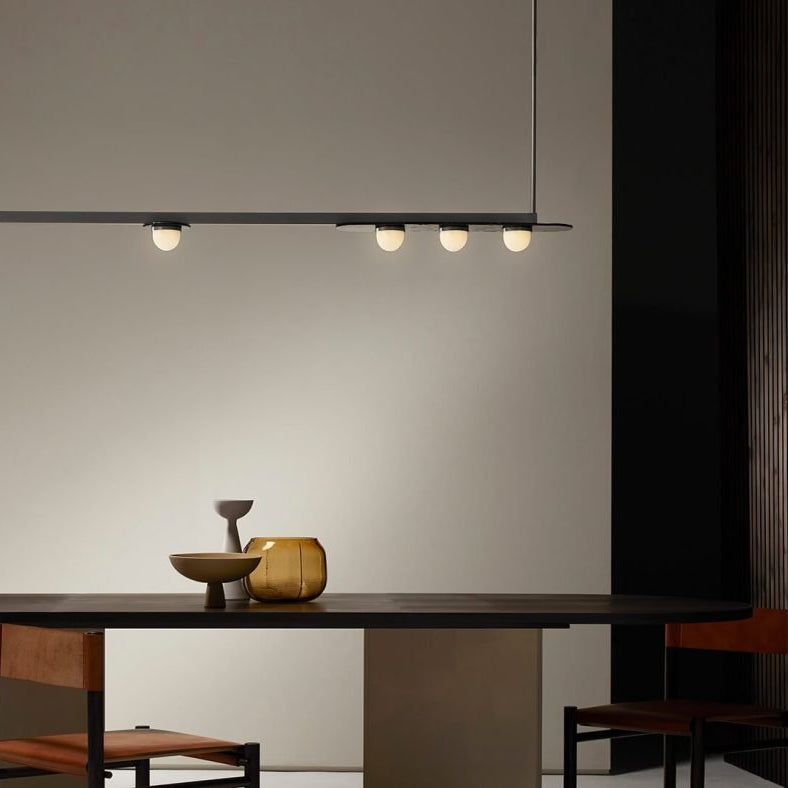 CTO Lighting Modulo - Horizontal Chandelier antique bronze with smoked kiln glass and matt glass - Araco Interiors