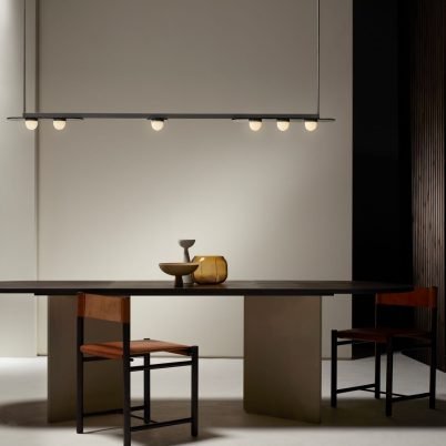 CTO Lighting Modulo - Horizontal Chandelier bronze with smoked kiln glass and matt glass - Araco Interiors