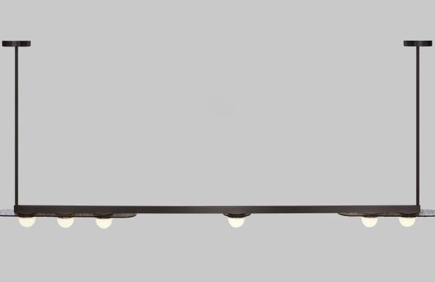 CTO Lighting Modulo - Horizontal - DALI - B Chandelier bronze with smoked kiln glass and matt glass - Araco Interiors