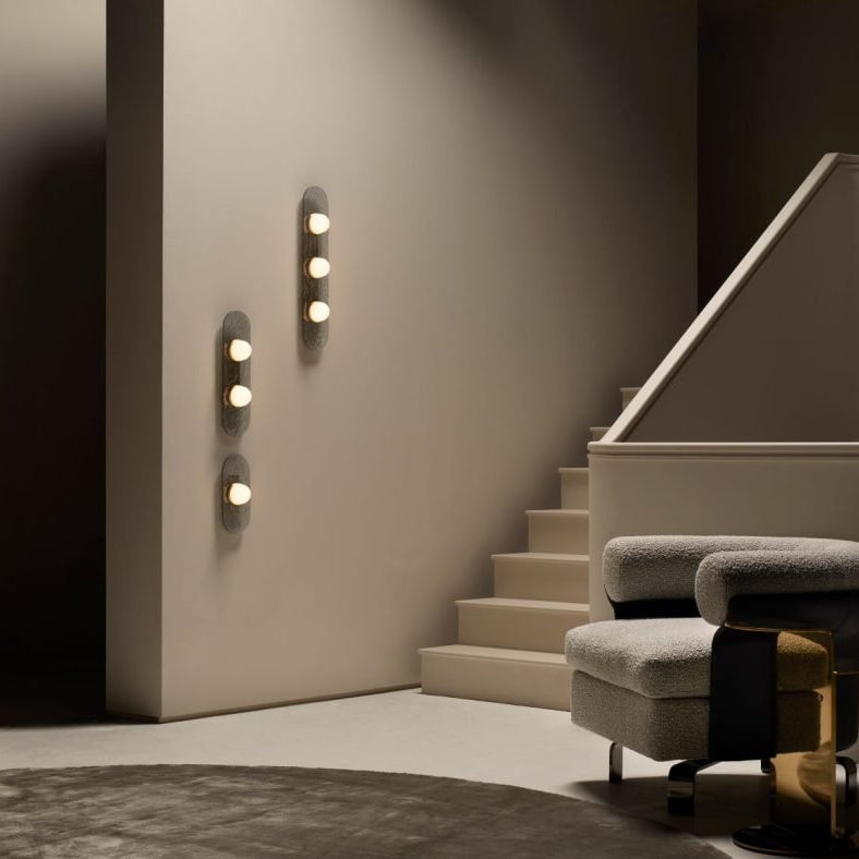 CTO Lighting Modulo - Triple Wall Light antique bronze with smoked kiln glass and matt glass - Araco Interiors