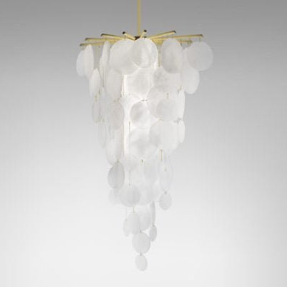 CTO Lighting Nimbus - Cascade Chandelier satin brass with fritted glass - Araco Interiors