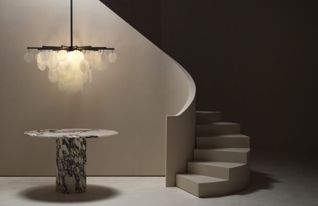 CTO Lighting Nimbus - Large Chandelier bronze with fritted glass - Araco Interiors