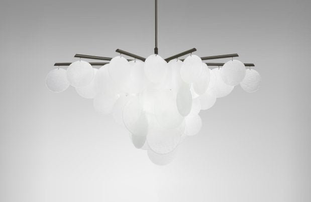 CTO Lighting Nimbus - Medium Chandelier antique bronze with fritted glass - Araco Interiors