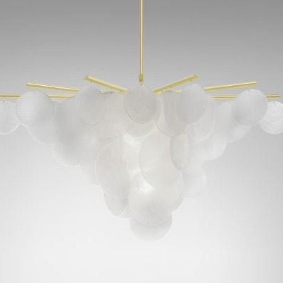 CTO Lighting Nimbus - Medium Chandelier satin brass with fritted glass - Araco Interiors