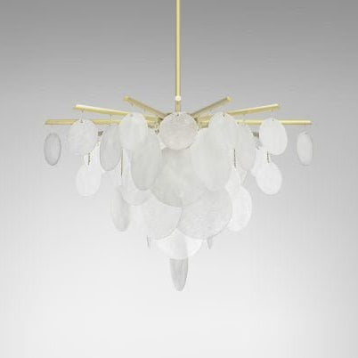 CTO Lighting Nimbus - Medium - DALI - A Chandelier satin brass with fritted glass - Araco Interiors