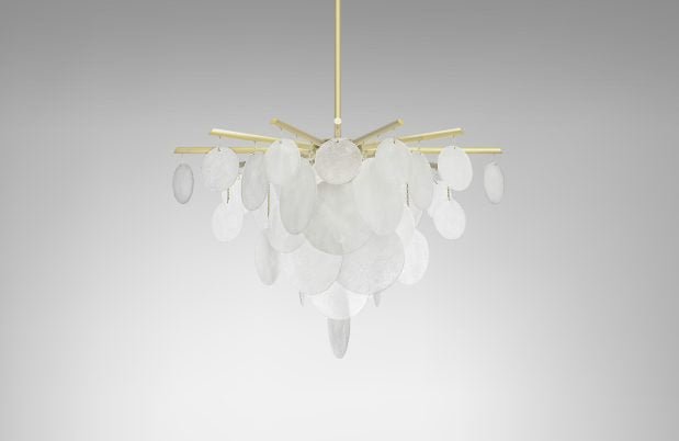 CTO Lighting Nimbus - Medium - DALI - A Chandelier satin brass with fritted glass - Araco Interiors