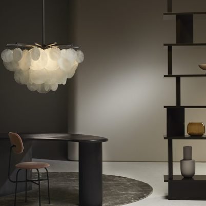 CTO Lighting Nimbus - Round - Large - DALI - A Chandelier bronze with fritted glass - Araco Interiors