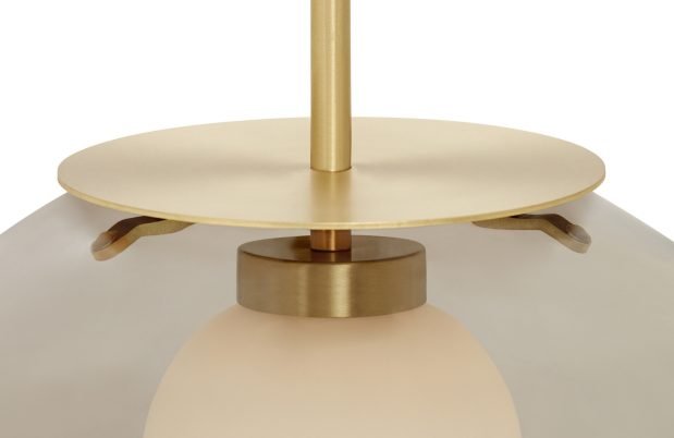 CTO Lighting Petra - Large - DALI - A Pendant Light satin brass with smoked outer glass and matt opal inner glass - Araco Interiors