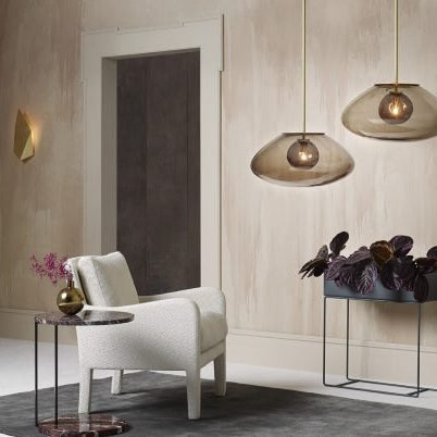 CTO Lighting Petra - Large Pendant Light satin brass with smoked outer glass and matt opal inner glass - Araco Interiors
