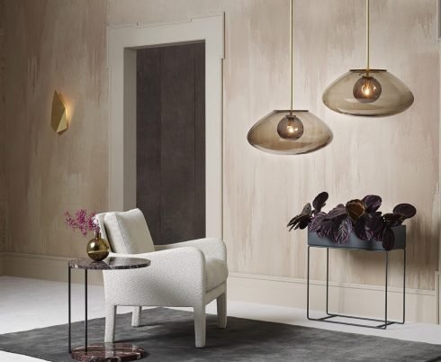 CTO Lighting Petra - Large Pendant Light satin brass with smoked outer glass and matt opal inner glass - Araco Interiors