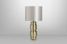 CTO Lighting Ring Table Lamp satin brass with satin brass details and dove grey silk shade - Araco Interiors