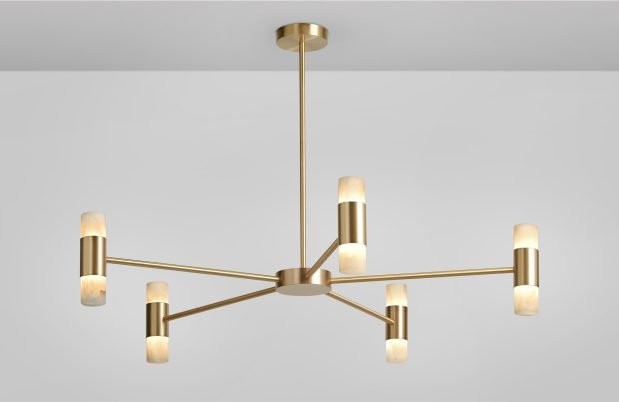 CTO Lighting Roma - DALI - B Pendant Light satin brass with honed alabaster - Araco Interiors