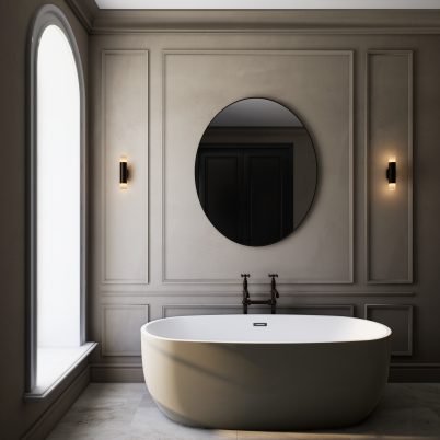 CTO Lighting Roma - Short Wall Light antique bronze with honed alabaster - Araco Interiors