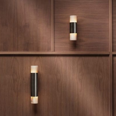 CTO Lighting Roma - Short Wall Light bronze with honed alabaster - Araco Interiors