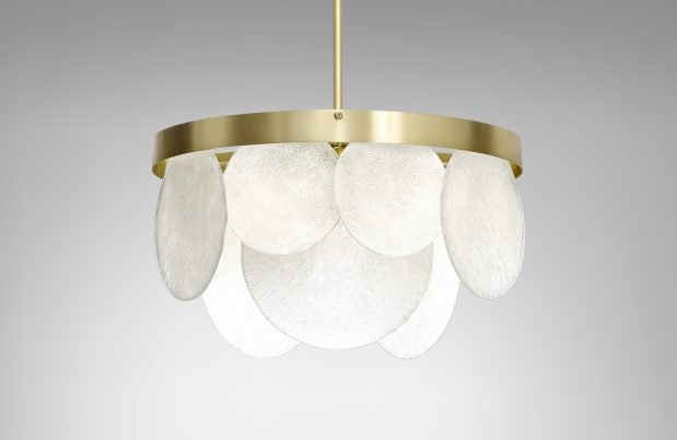 CTO Lighting Sasha Pendant Light satin brass with fritted glass - Araco Interiors