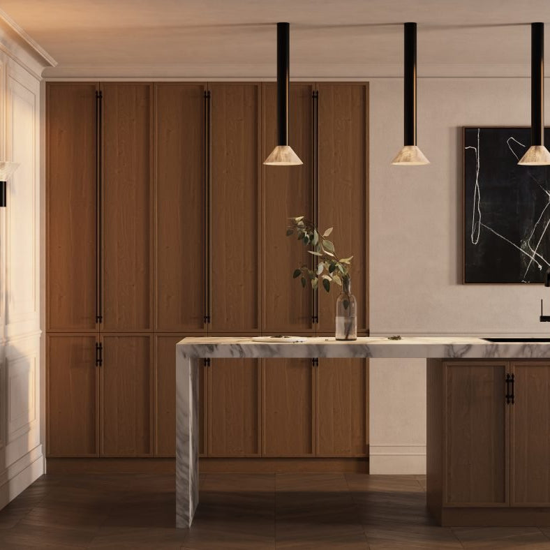 CTO Lighting Torres Tall - Flush Mounted - DALI - A Pendant Light antique bronze with honed alabaster - Araco Interiors