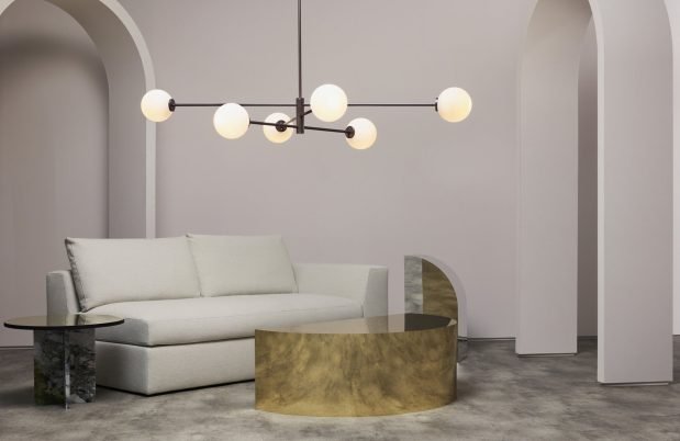 CTO Lighting Trevi Large Pendant Light bronze with matt opal glass - Araco Interiors