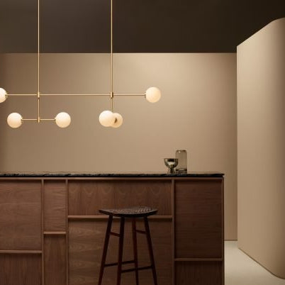 CTO Lighting Trevi - Multi 6 Pendant Light satin brass with matt opal glass - Araco Interiors