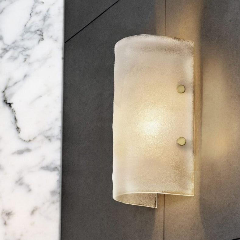 CTO Lighting Whistler - IP44 Wall Light fritted glass with satin brass details - Araco Interiors