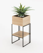 Laskasas ACHILES with shelf Planter & Pot Oak Veneer Matte - Araco Interiors