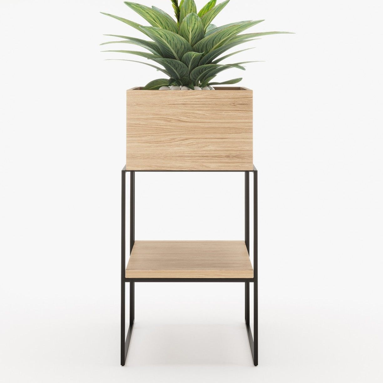 Laskasas ACHILES with shelf Planter & Pot Oak Veneer Matte - Araco Interiors