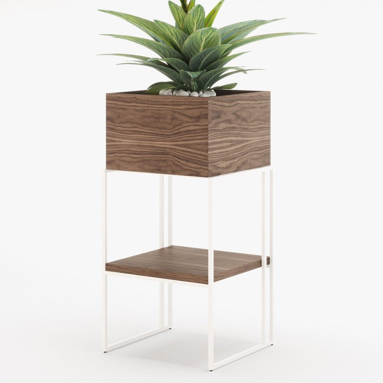Laskasas ACHILES with shelf Planter & Pot Walnut Veneer Matte - Araco Interiors
