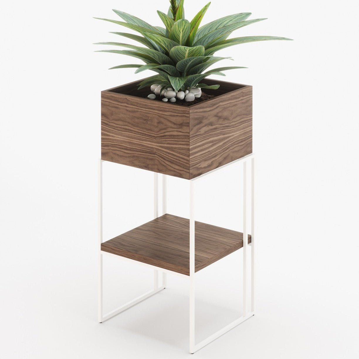 Laskasas ACHILES with shelf Planter & Pot Walnut Veneer Matte - Araco Interiors
