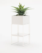 Laskasas ACHILES with shelf Planter & Pot White Lacquer Matte - Araco Interiors