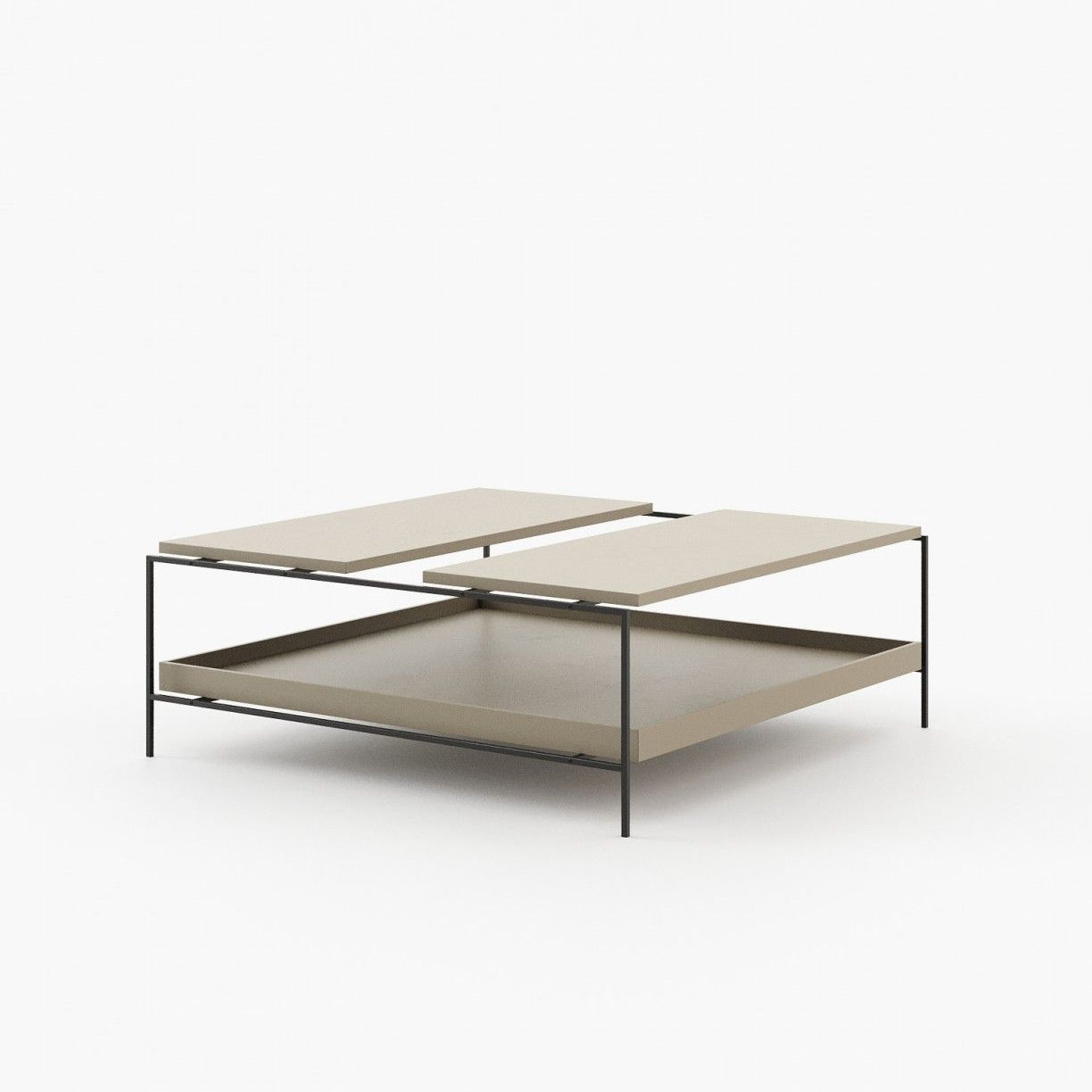 Laskasas ALAIR Coffee Table Beige Grey Lacquer Matte - Araco Interiors