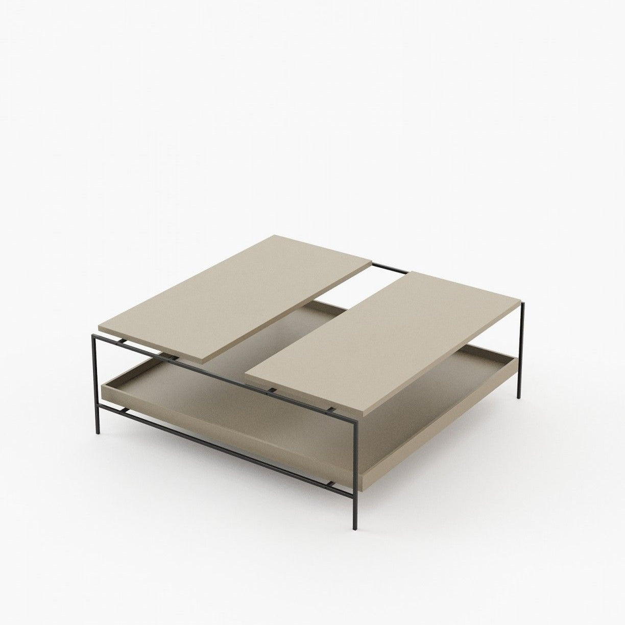 Laskasas ALAIR Coffee Table Beige Grey Lacquer Matte - Araco Interiors