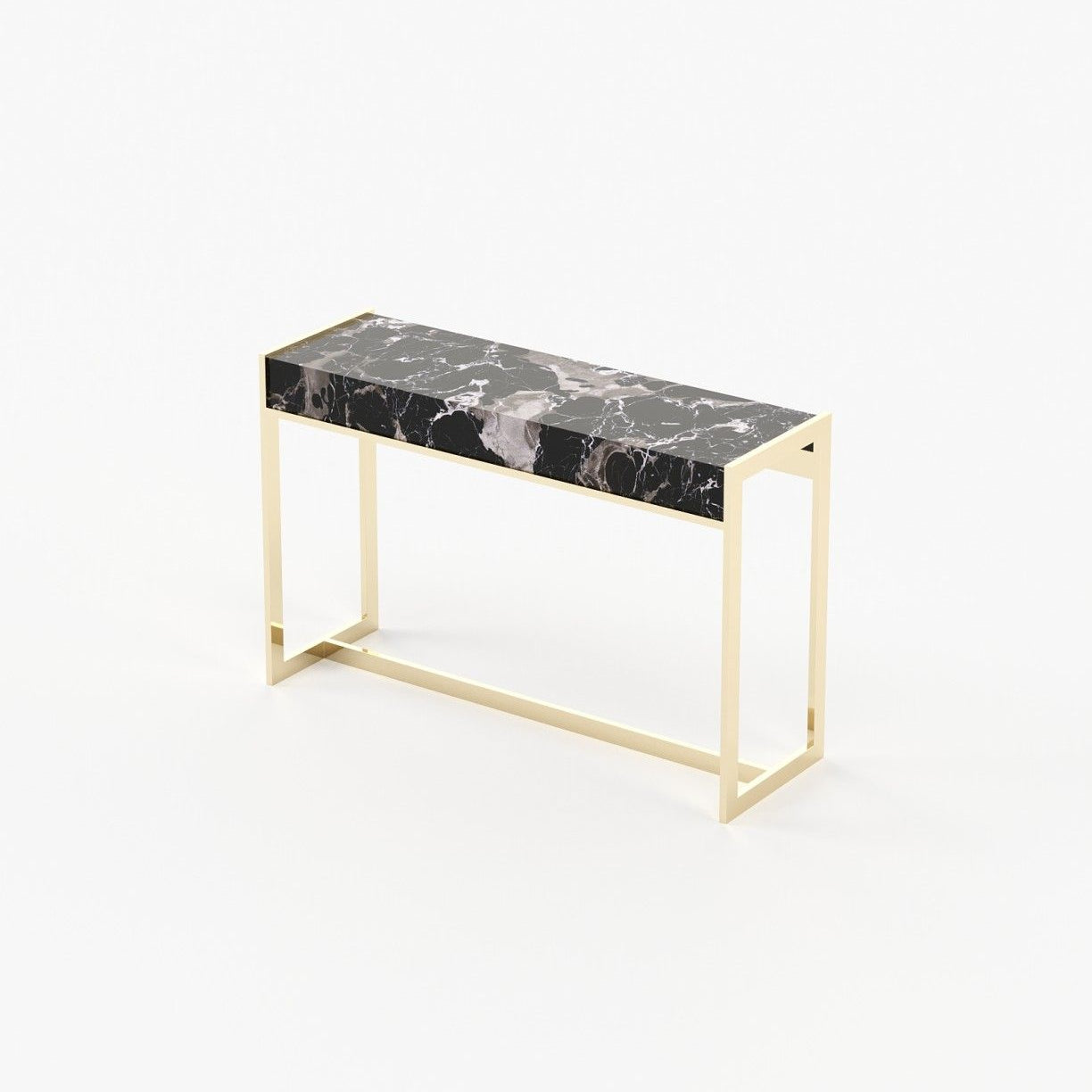 Laskasas ANTHONY Console Table Black Flower Polished Marble - Araco Interiors