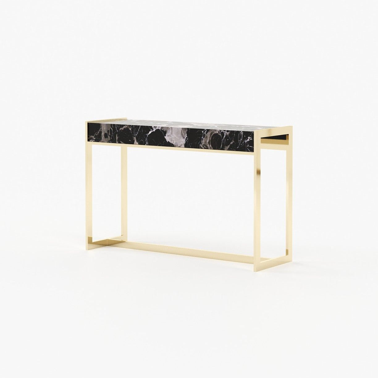 Laskasas ANTHONY Console Table Black Flower Polished Marble - Araco Interiors