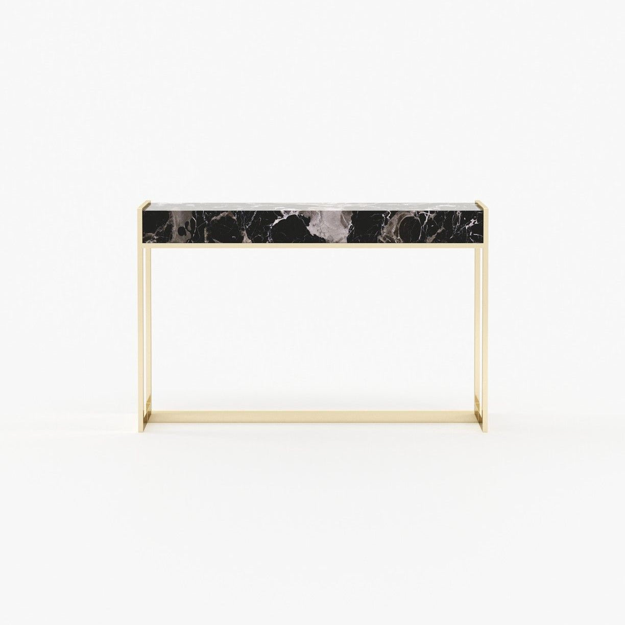 Laskasas ANTHONY Console Table Black Flower Polished Marble - Araco Interiors