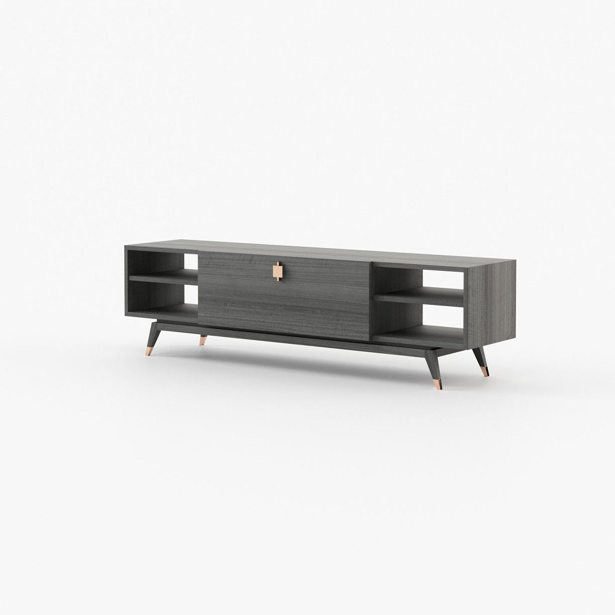 Laskasas ANTOINE Media Unit Grey Eucalyptus Veneer Matte - Araco Interiors