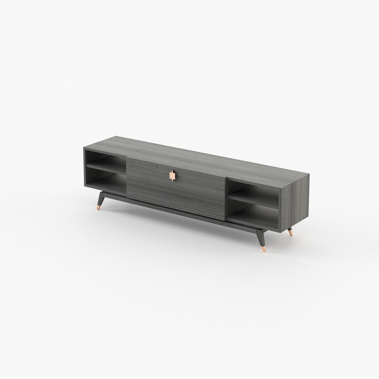 Laskasas ANTOINE Media Unit Grey Eucalyptus Veneer Matte - Araco Interiors