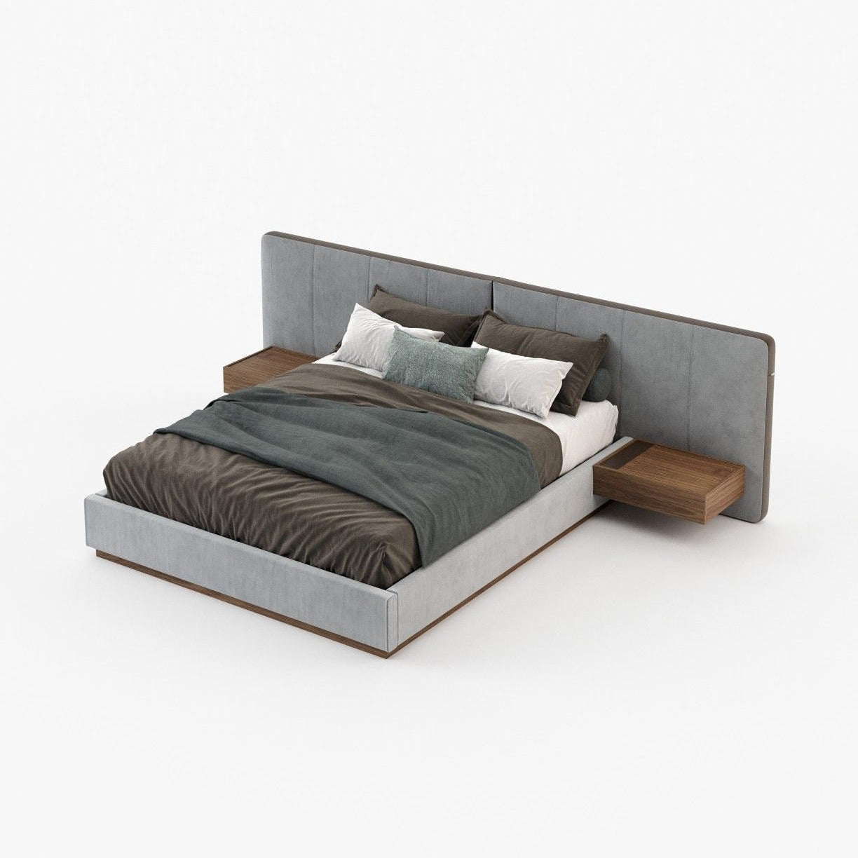 Laskasas BONNIE Bed & Headboard Vienna Light Grey - Araco Interiors