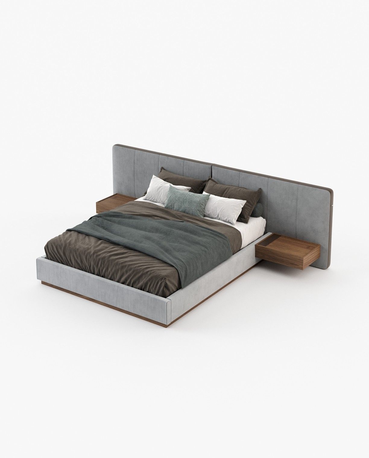 Laskasas BONNIE Bed & Headboard Vienna Light Grey - Araco Interiors