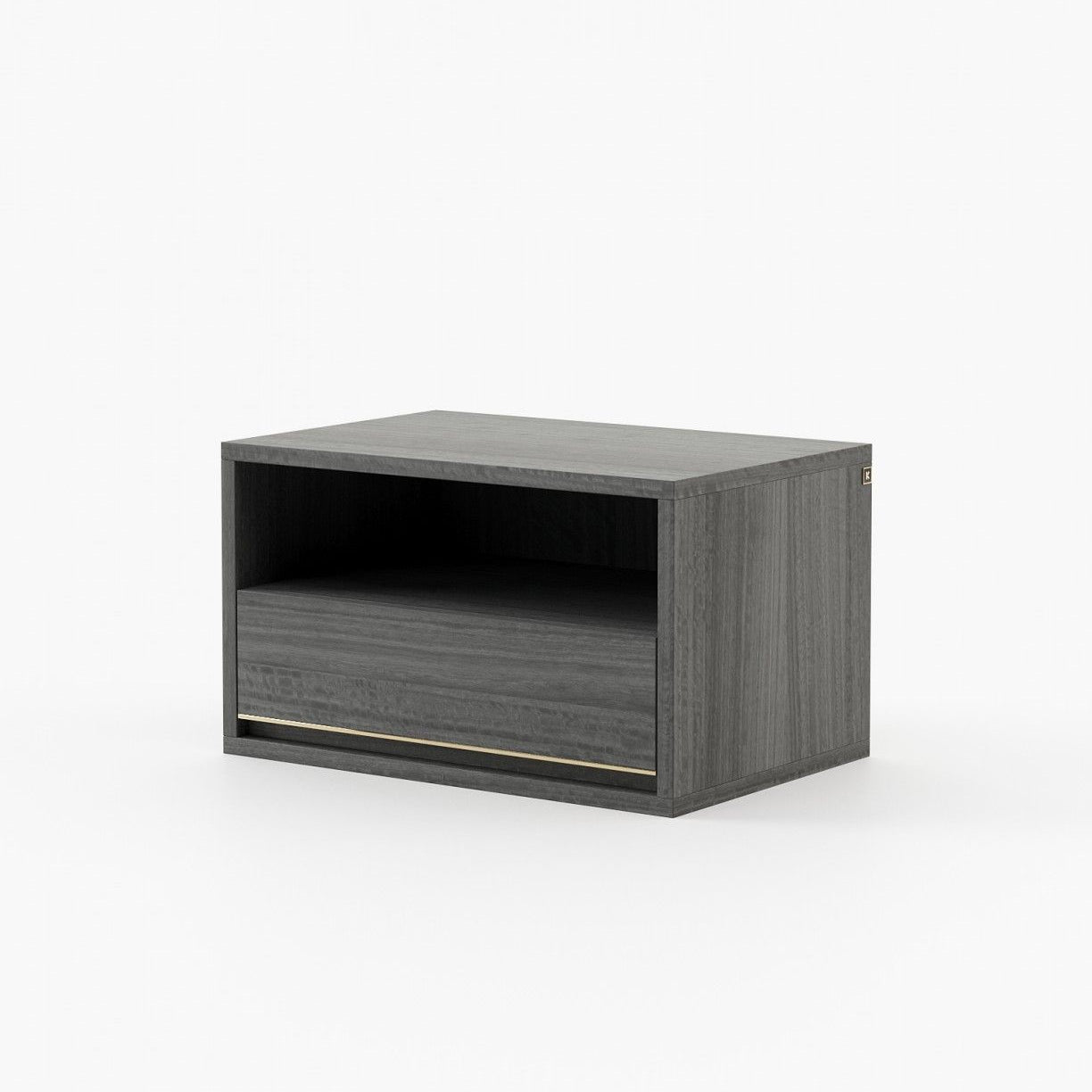 Laskasas BOWEN Bedside Cabinet & Table Smoked Eucalyptus Veneer Matte - Araco Interiors