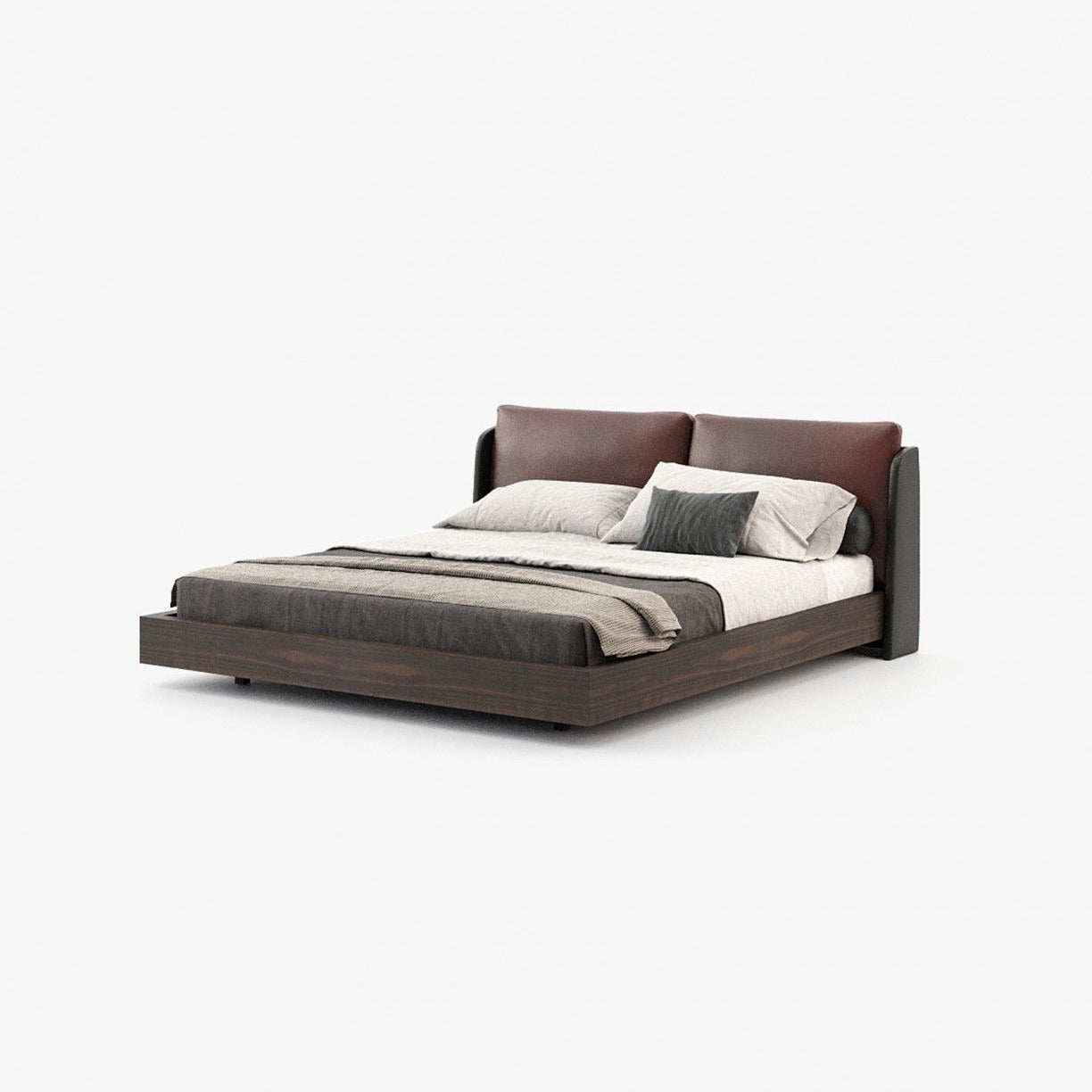 Laskasas BROOKE Bed & Headboard Seoul Borgogna Leather - Araco Interiors
