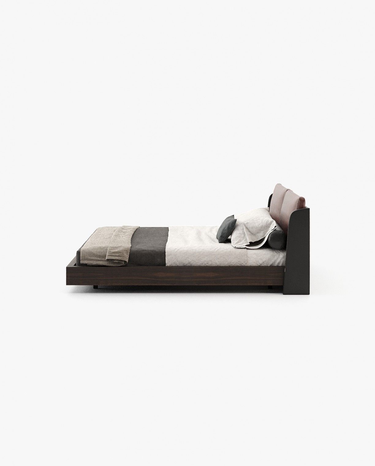 Laskasas BROOKE Bed & Headboard Seoul Borgogna Leather - Araco Interiors