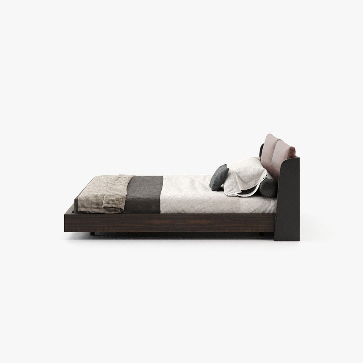 Laskasas BROOKE Bed & Headboard Seoul Borgogna Leather - Araco Interiors