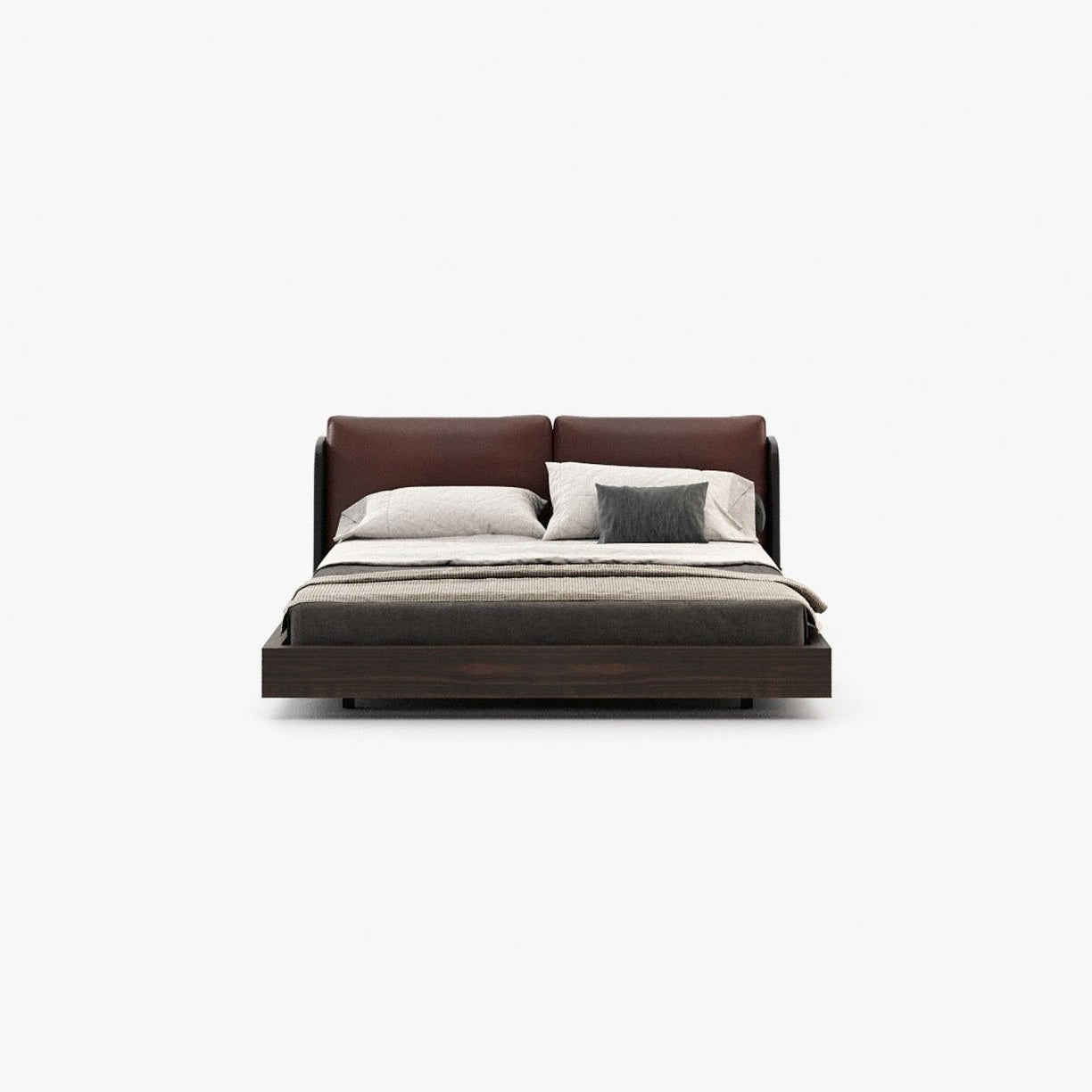 Laskasas BROOKE Bed & Headboard Seoul Borgogna Leather - Araco Interiors