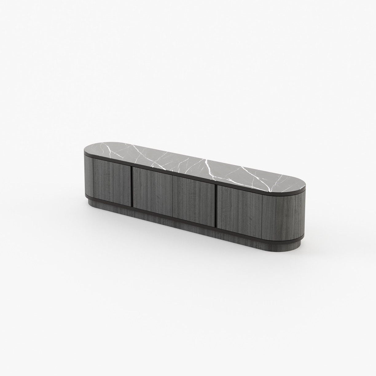 Laskasas BROWN Media Unit Grey Eucalyptus Veneer Matte - Araco Interiors
