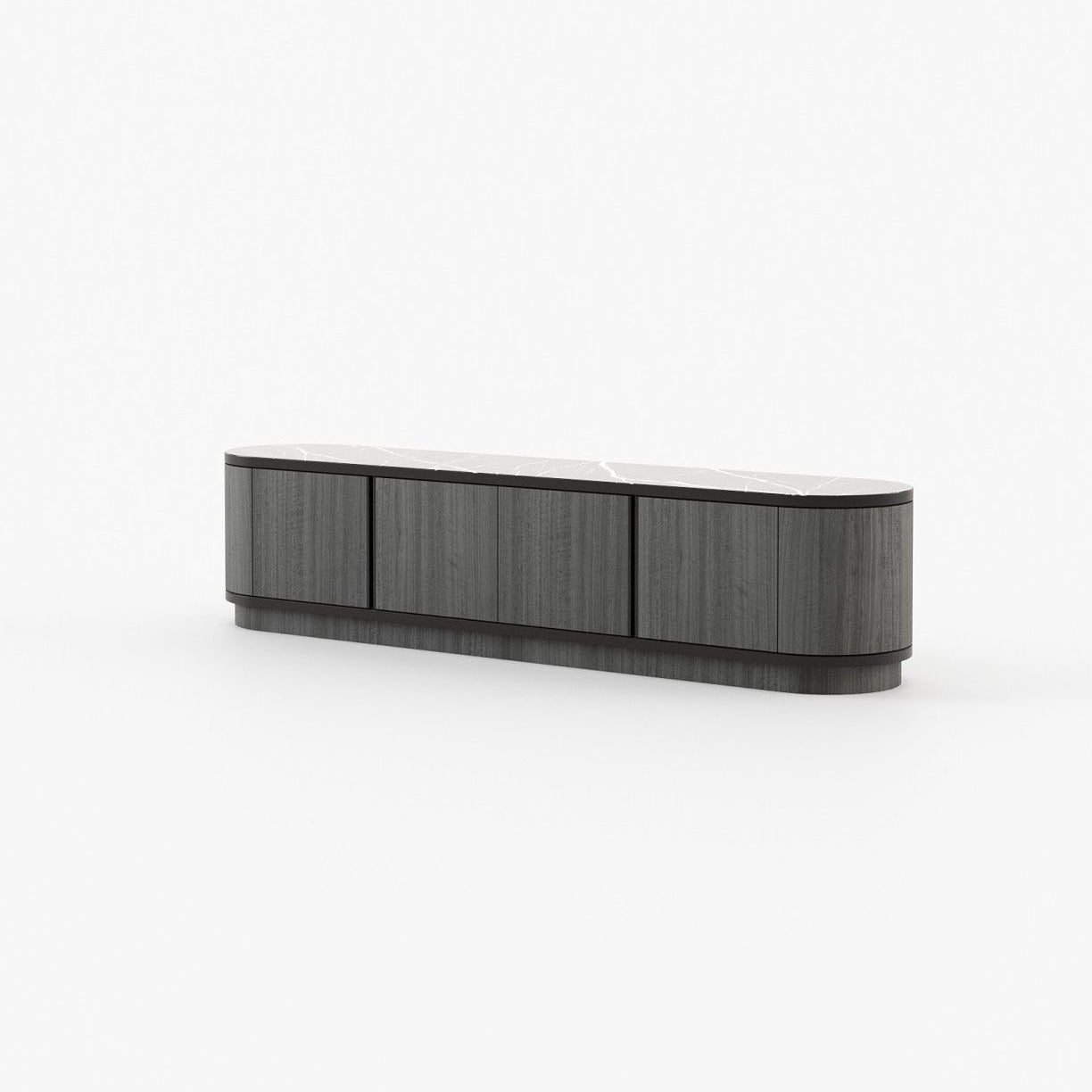 Laskasas BROWN Media Unit Grey Eucalyptus Veneer Matte - Araco Interiors