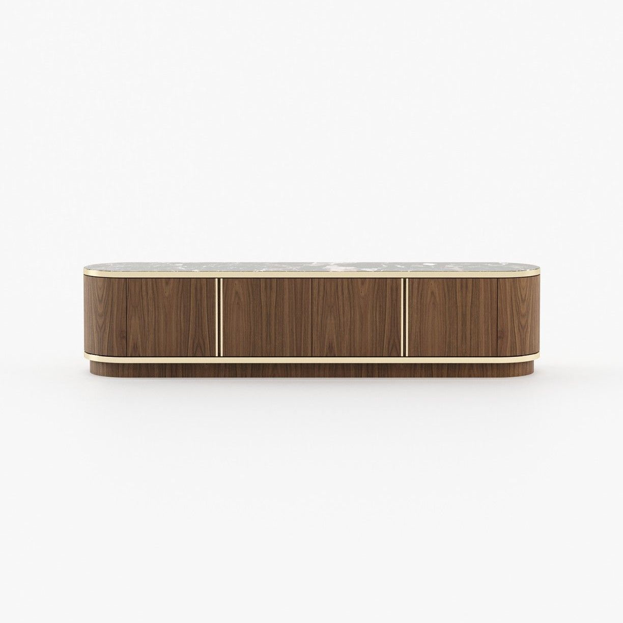 Laskasas BROWN Media Unit Walnut Veneer Matte - Araco Interiors