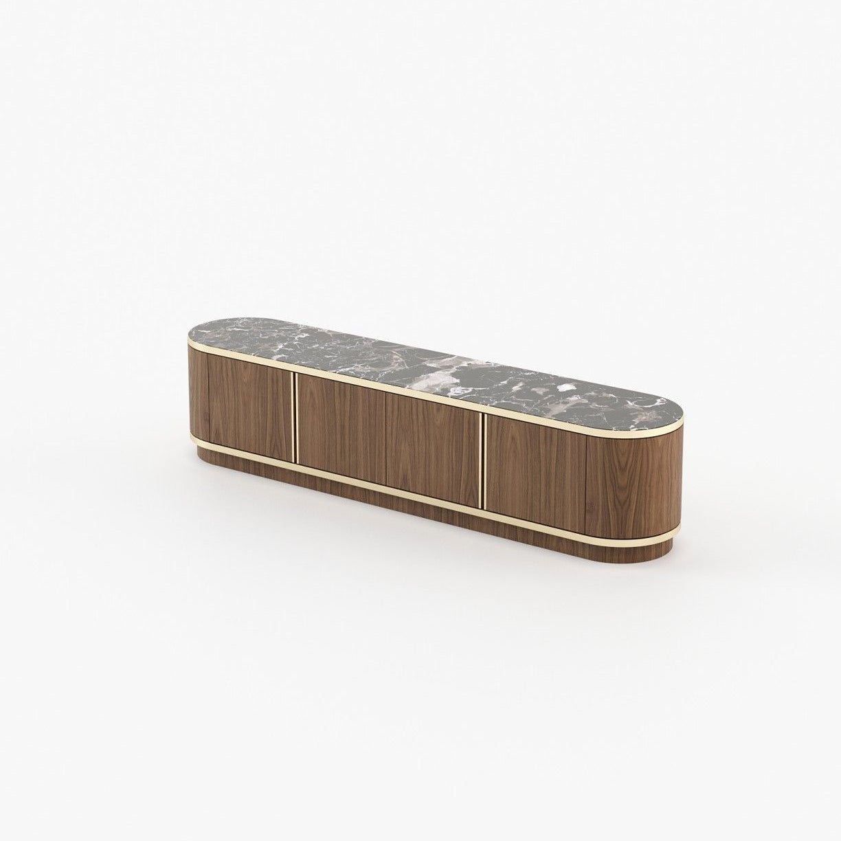 Laskasas BROWN Media Unit Walnut Veneer Matte - Araco Interiors